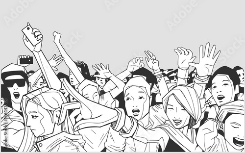 Illustration of festival crowd having fun at concert