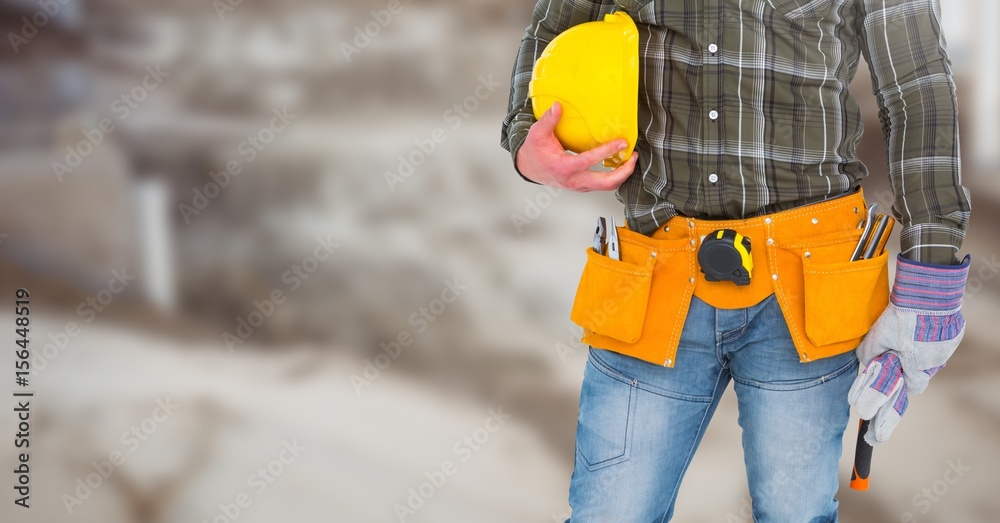Carpenter on building site Carpenter on building site
