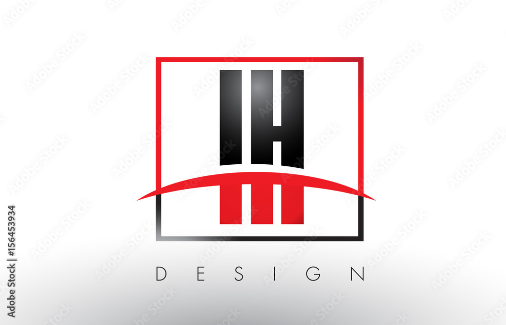 IH I H Logo Letters with Red and Black Colors and Swoosh.