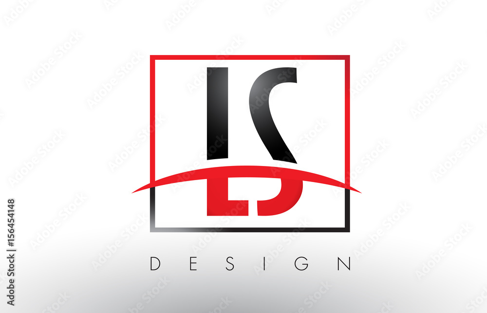 LS L S Logo Letters with Red and Black Colors and Swoosh. LS L S Logo Letters with Red and Black Colors and Swoosh.