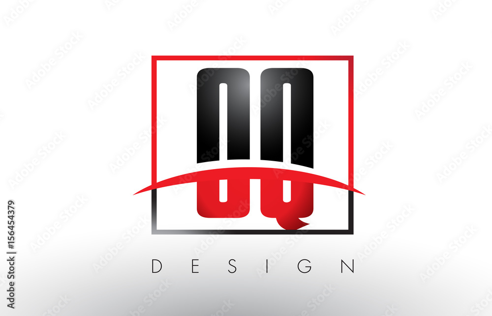 Fototapeta premium OQ O Q Logo Letters with Red and Black Colors and Swoosh.