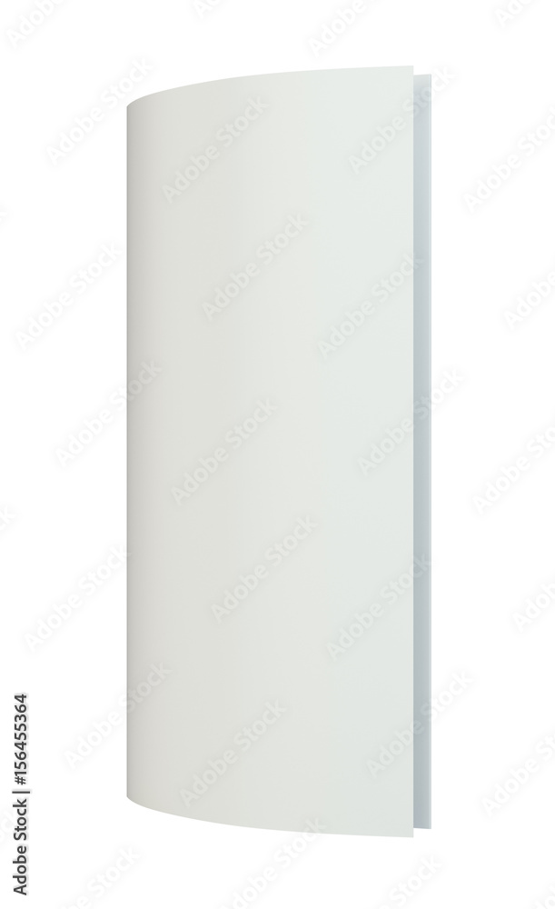 Crumpled folded A4 paper. 3d rendering on white background.