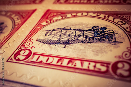 Inverted Jenny U.S. postage stamp with airplane upside-down