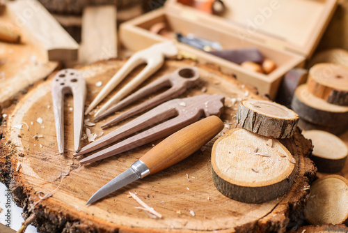 wood carver's work place
