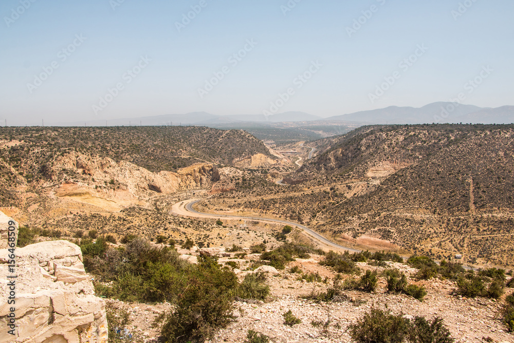 Yellow mountains and beautiful panoramic view