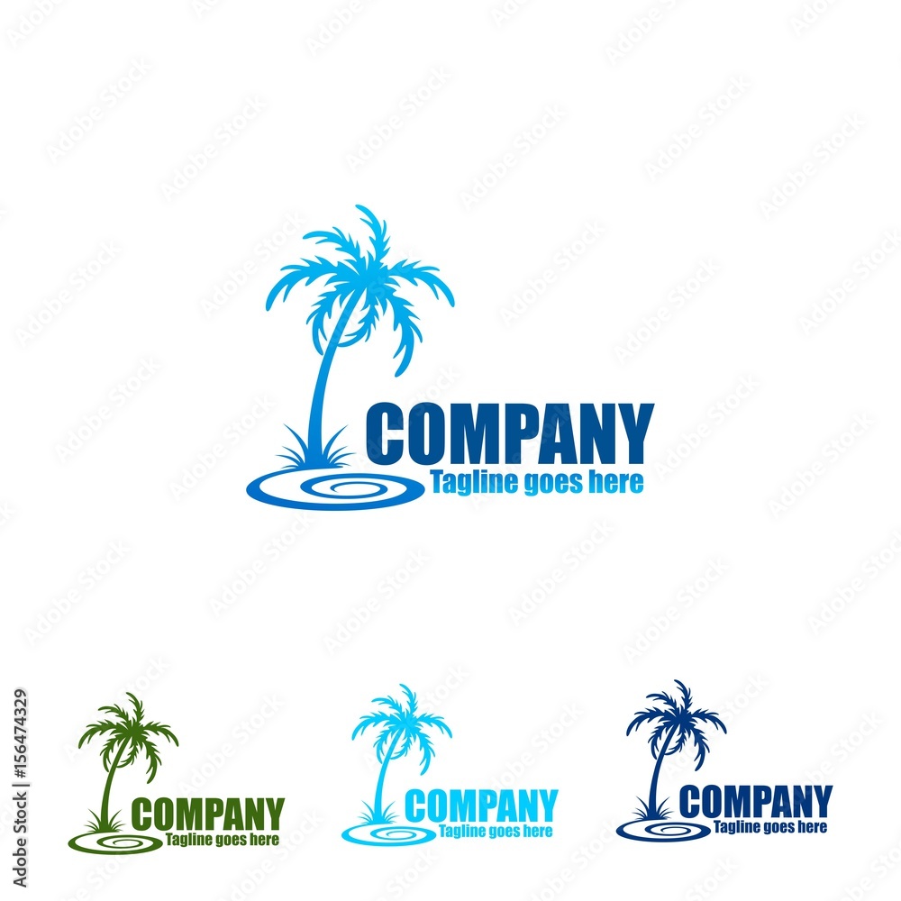 Fototapeta premium Palm Tree Water Organic Logo