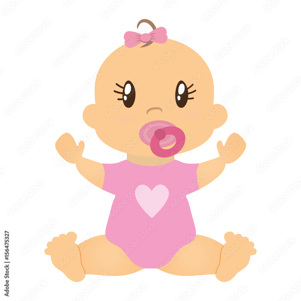 cute baby girl icon over white background. colorful design. vector illustration cute baby girl icon over white background. colorful design. vector illustration