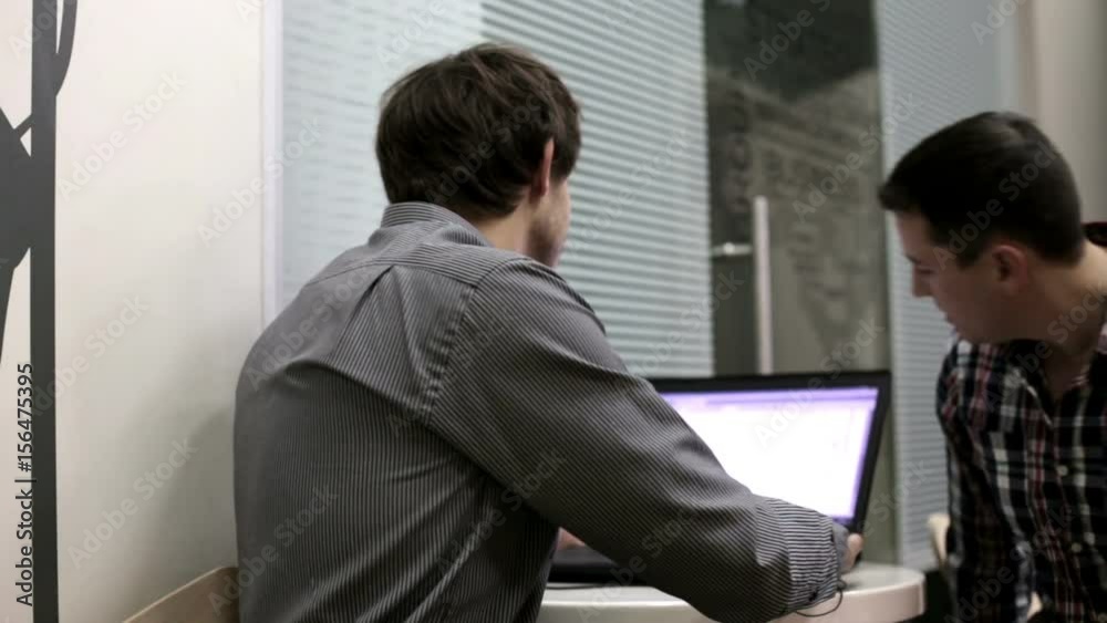 Meeting employees at the workplace, discussing the workflow Meeting employees at the workplace, discussing the workflow