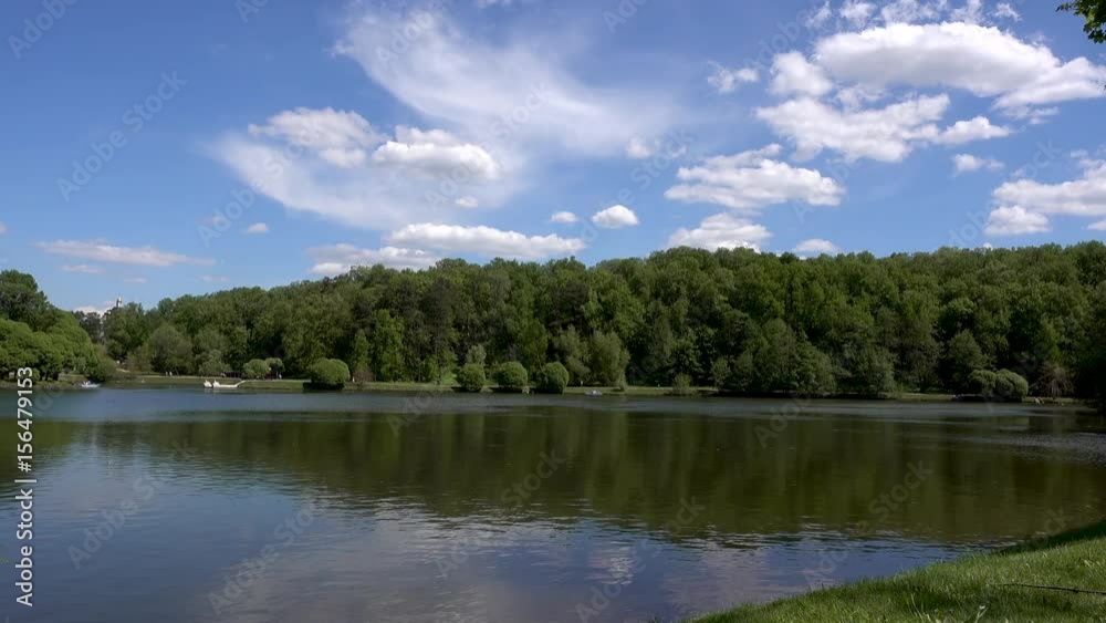 Beautiful pond in the park. Sredniy Tsaritsynskiy prud. Tsaritsyno Park, Moscow, Russia. 4k real time video Beautiful pond in the park. Sredniy Tsaritsynskiy prud. Tsaritsyno Park, Moscow, Russia. 4k real time video