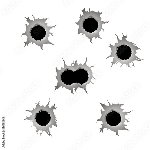 Set of seven bullet holes.