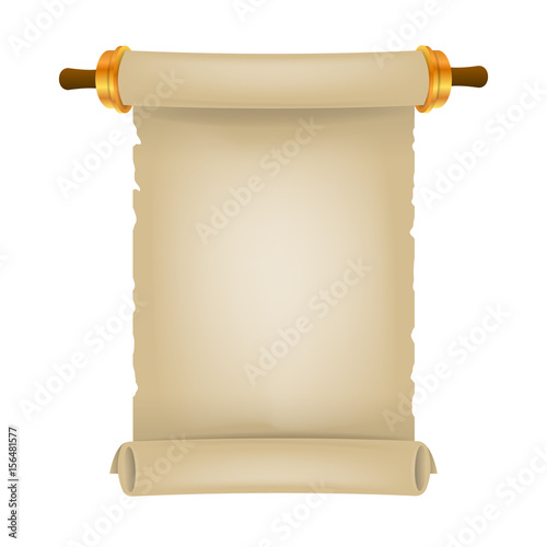 Old scroll with place for text. Parchment realistic. Vintage blank paper scroll