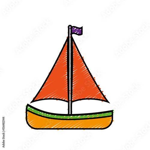 sailbaot icon over white background. colorful design. vector illustration