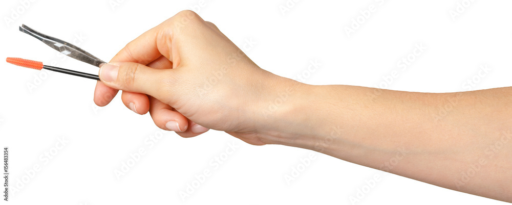 woman hand holding eyelash brush woman hand holding eyelash brush