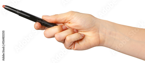 woman hand holding face brush