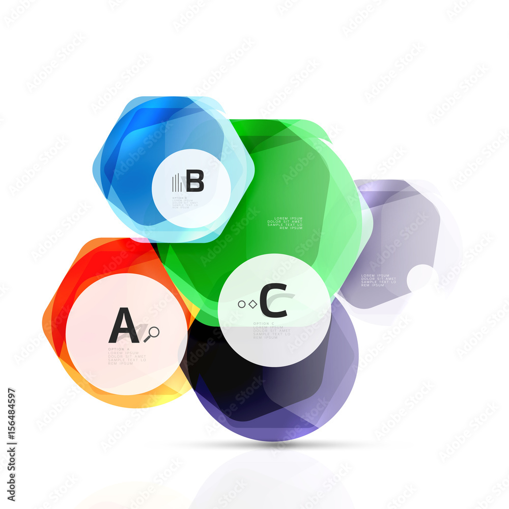Shiny hexagons with infographics options Shiny hexagons with infographics options