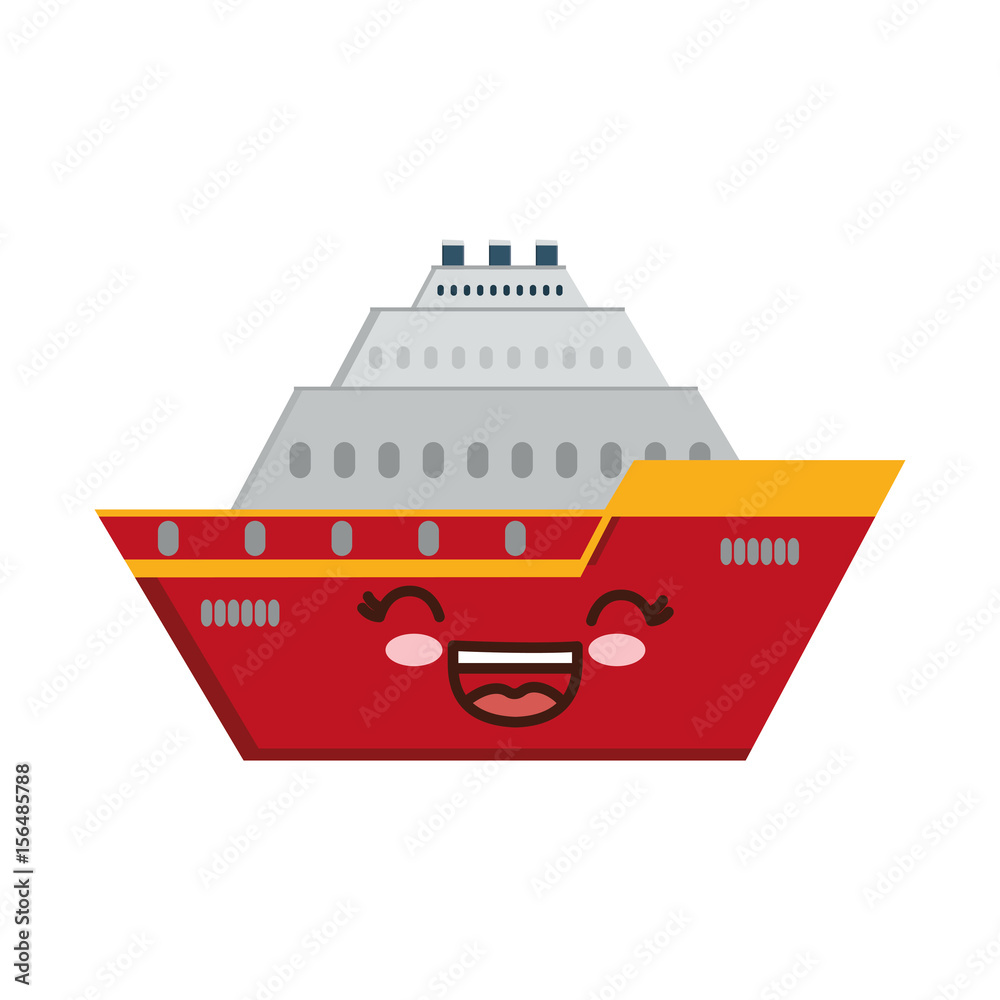 Obraz premium kawaii cruise icon over white background. colorful design. vector illustration