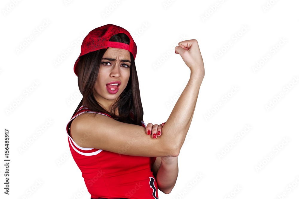 We can do it. Modern symbol of girl power and feminism concept. Women's day. Isolated We can do it. Modern symbol of girl power and feminism concept. Women's day. Isolated