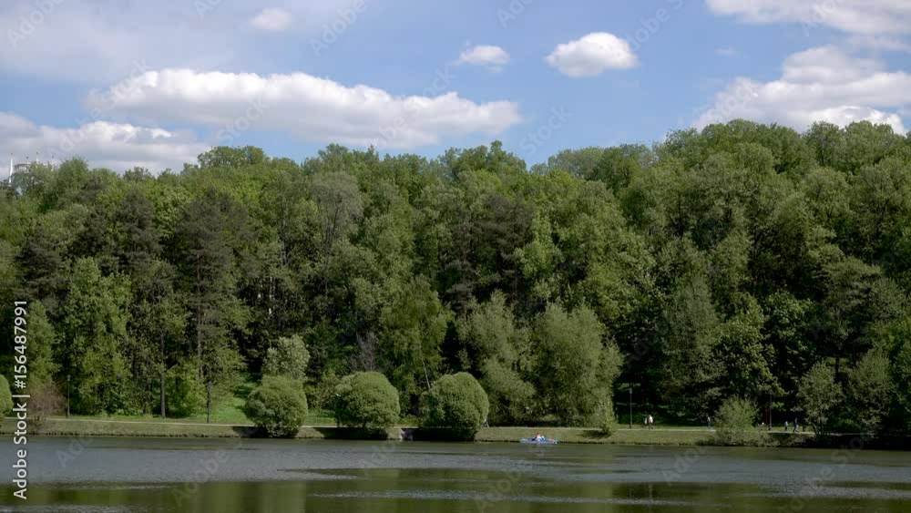 Beautiful pond in the park. Sredniy Tsaritsynskiy prud. Tsaritsyno Park, Moscow, Russia. 4k real time video Beautiful pond in the park. Sredniy Tsaritsynskiy prud. Tsaritsyno Park, Moscow, Russia. 4k real time video