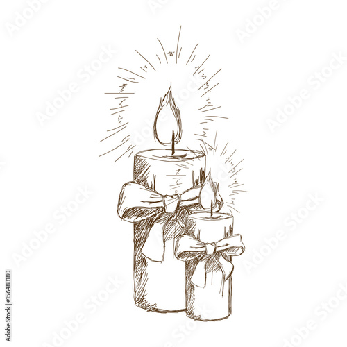 vintage christmas candles and holly decorations vector illustration