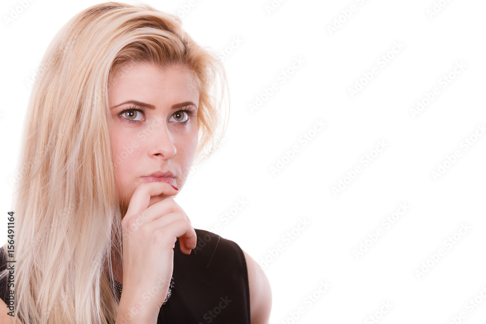 Attractive blonde woman thinking and contemplating Attractive blonde woman thinking and contemplating