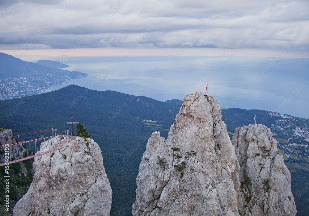 Naklejka premium Ai-Petri rocks. Crimean mountains.