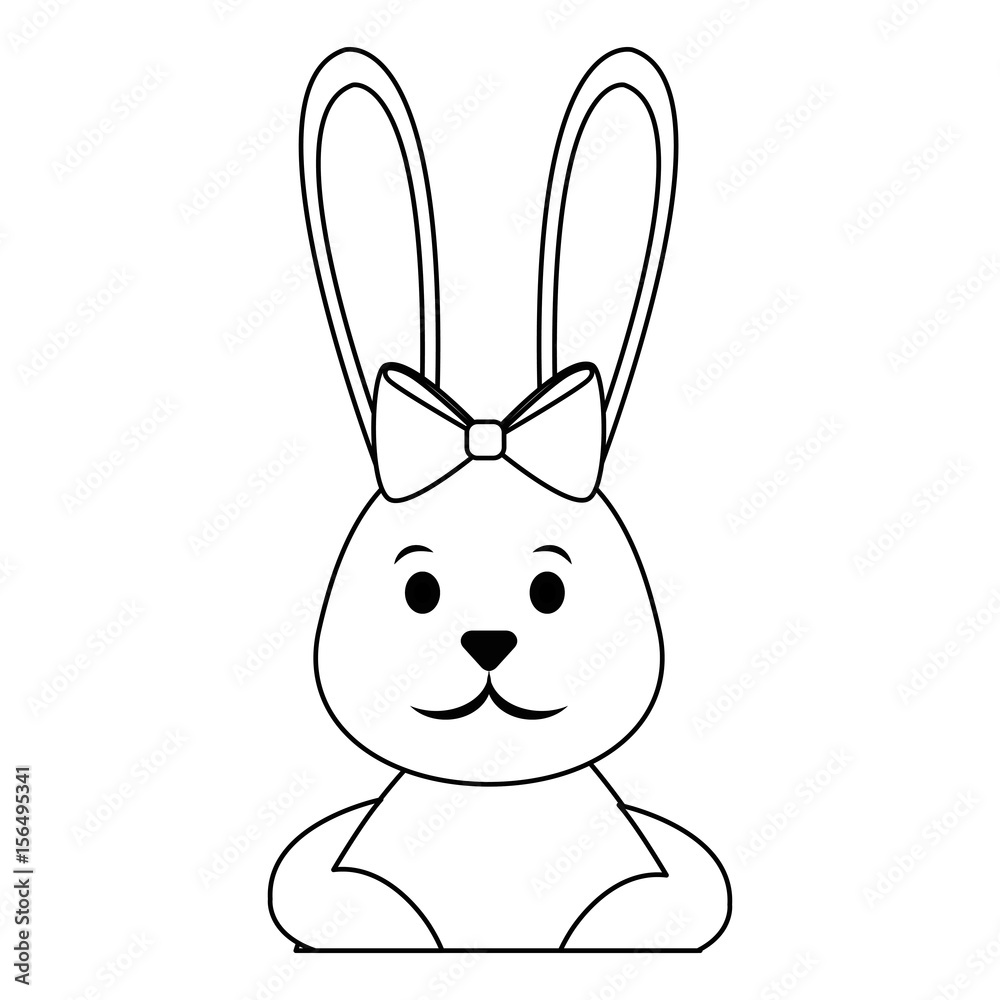 Obraz premium cute easter bunny face icon over white background. vector illustration