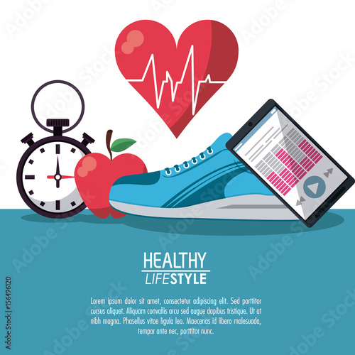 color poster elements sport healthy lifestyle vector illustration