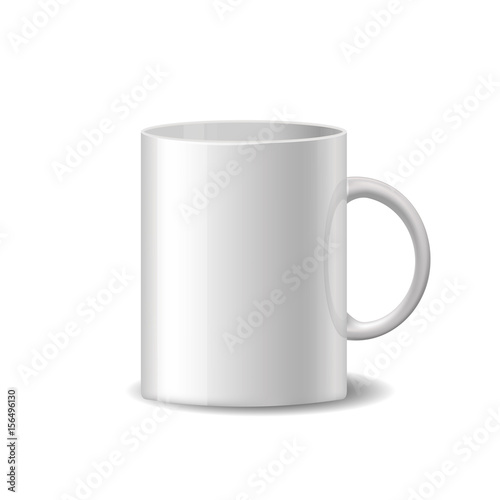 Realistic vector white cup isolated.