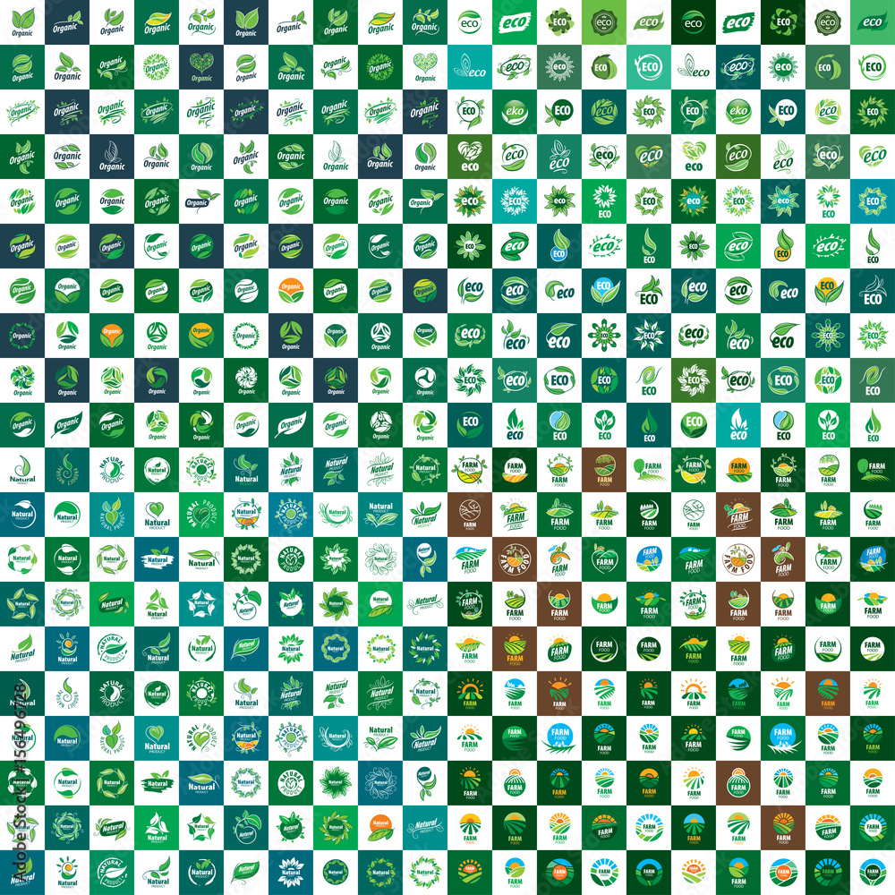 Fototapeta premium big collection of logos natural farm product