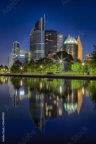 Travel Concepts. The Skyline of the Hague City (Den Haag) in the Netherlands. Shot During Blue Hour Time.