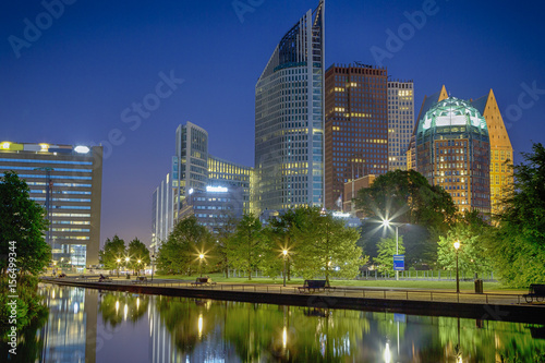 The Skyline of the Hague City (Den Haag) in the Netherlands. Shot During Blue Hour Time.