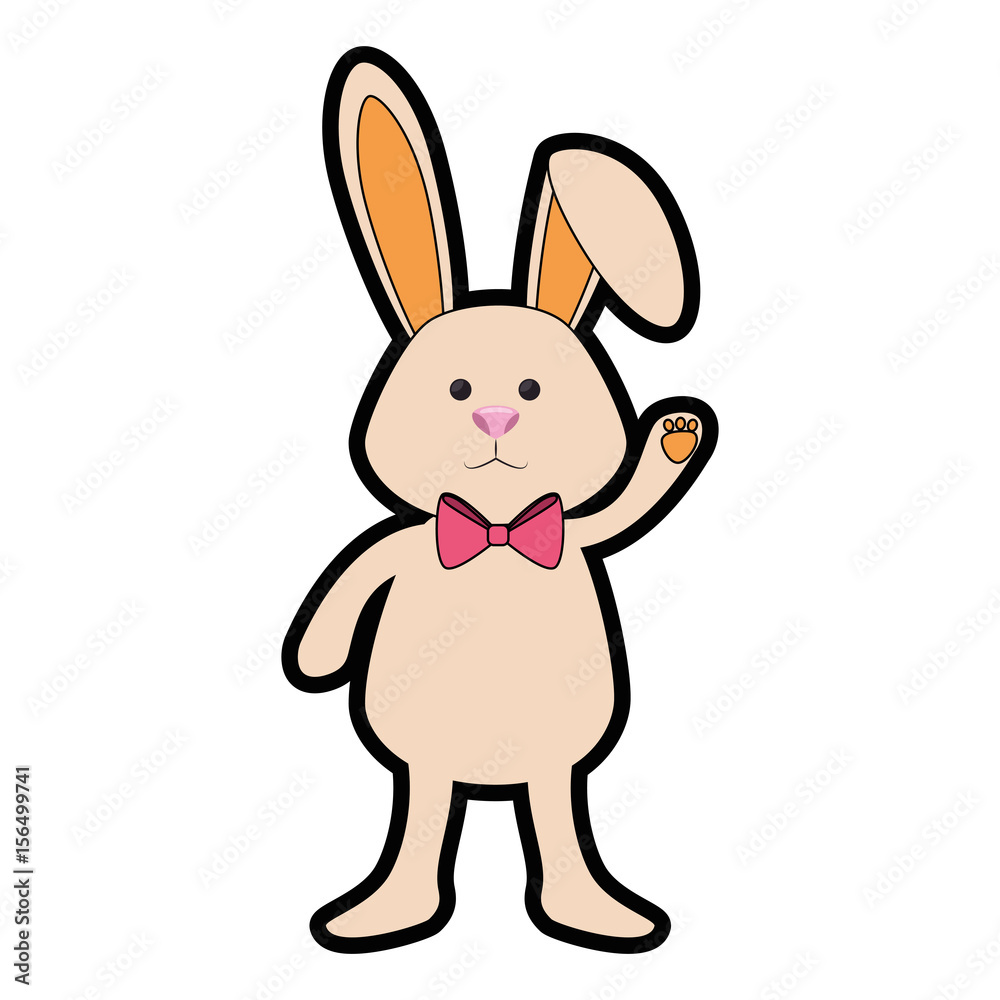 cute bunny with decorative bow, icon over white background. happy easter concept. colorful design. vector illustration cute bunny with decorative bow, icon over white background. happy easter concept. colorful design. vector illustration