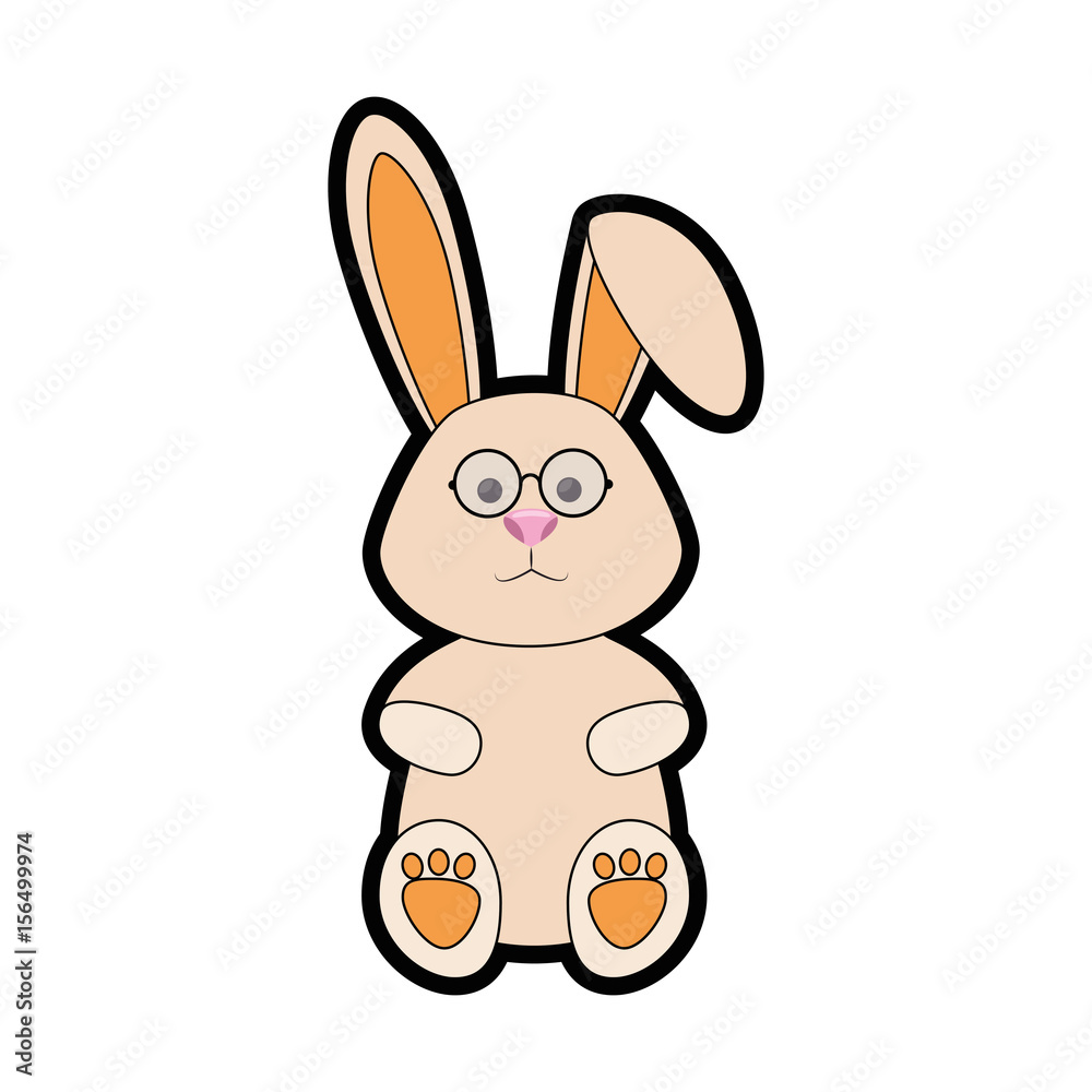 Obraz premium cute bunny icon over white background. happy easter concept. colorful design. vector illustration