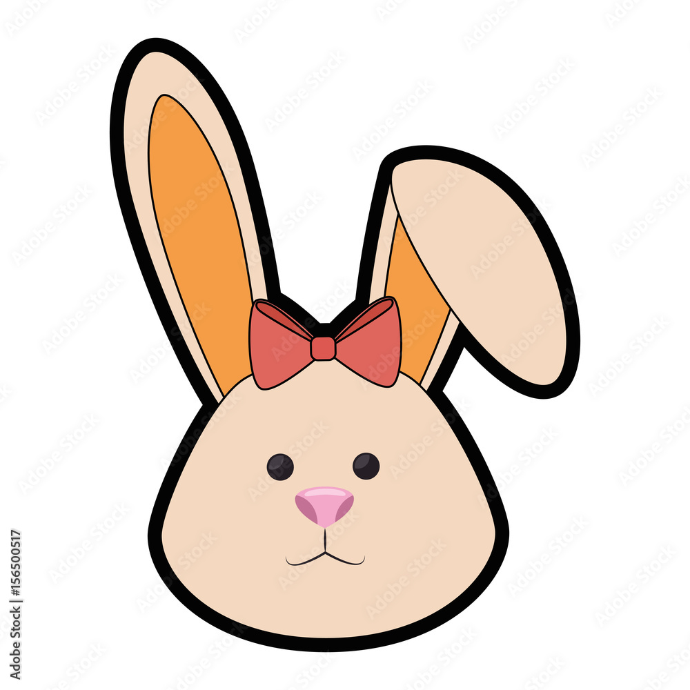 cute bunny with decorative bow, icon over white background. happy easter concept. colorful design. vector illustration cute bunny with decorative bow, icon over white background. happy easter concept. colorful design. vector illustration