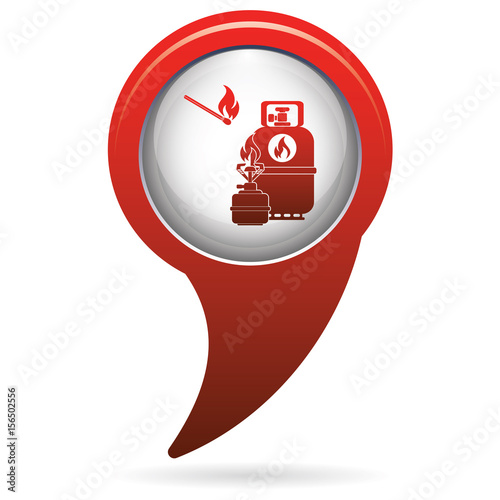 Camping stove with gas bottle icon vector