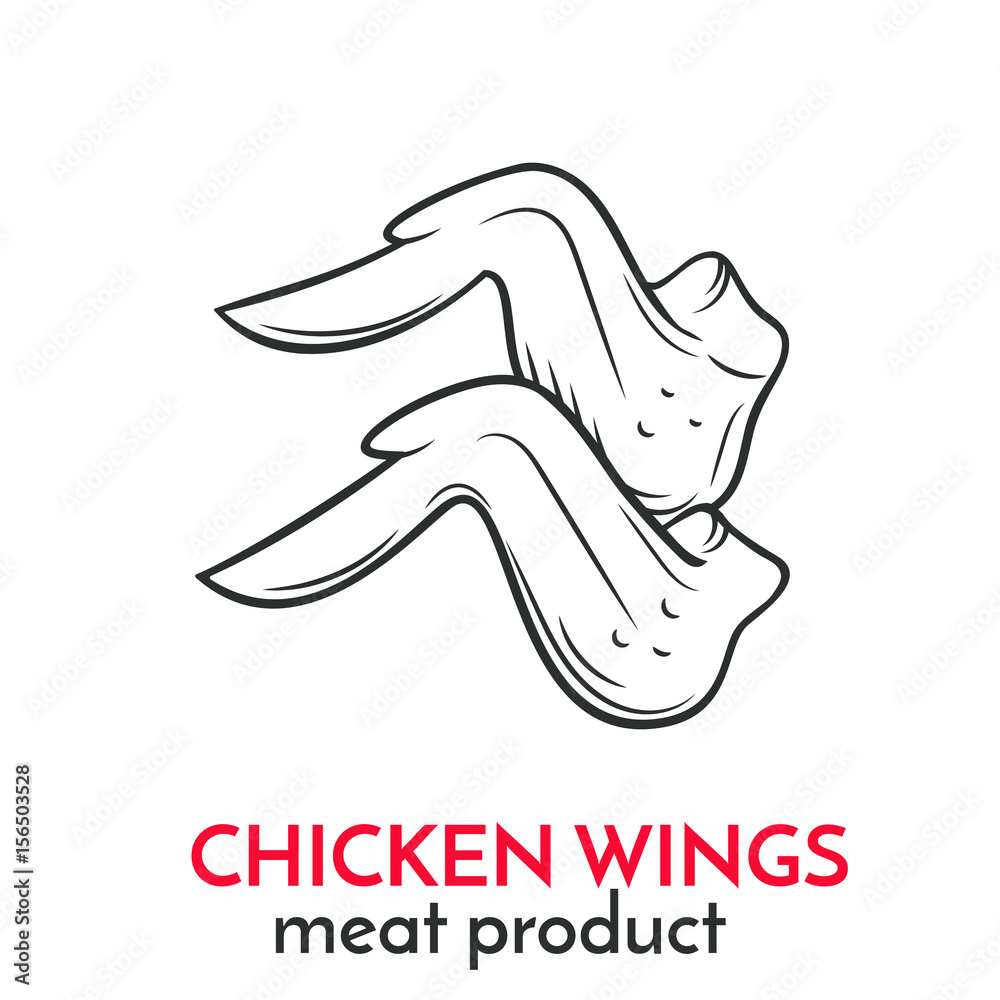 Hand drawn chicken wings icon.