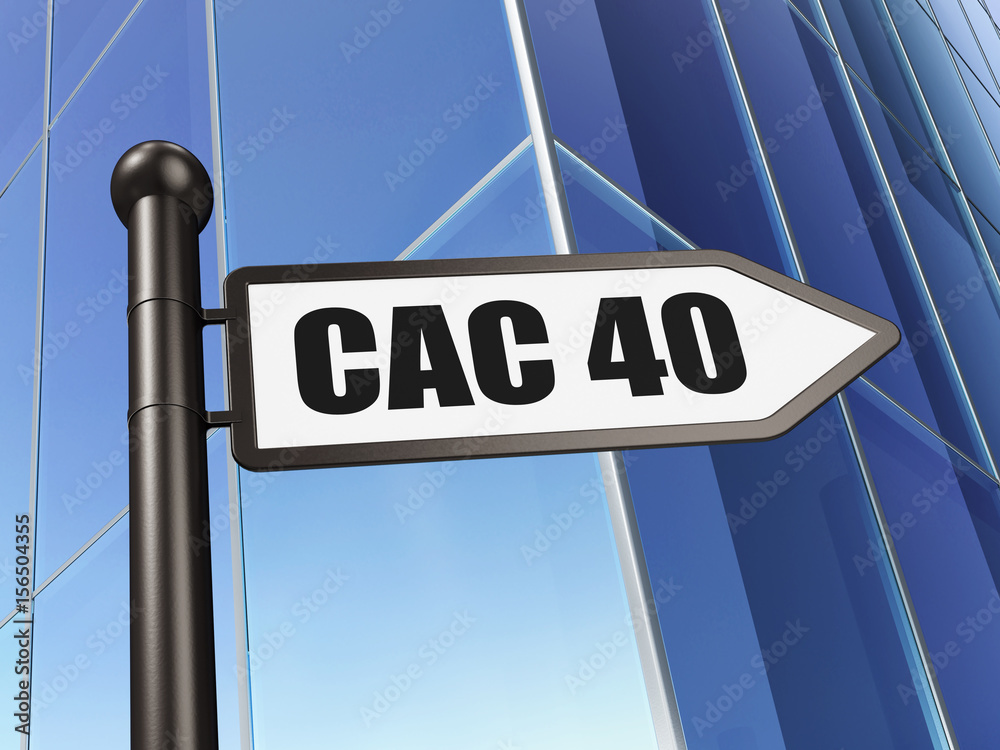 Stock market indexes concept: sign CAC 40 on Building background