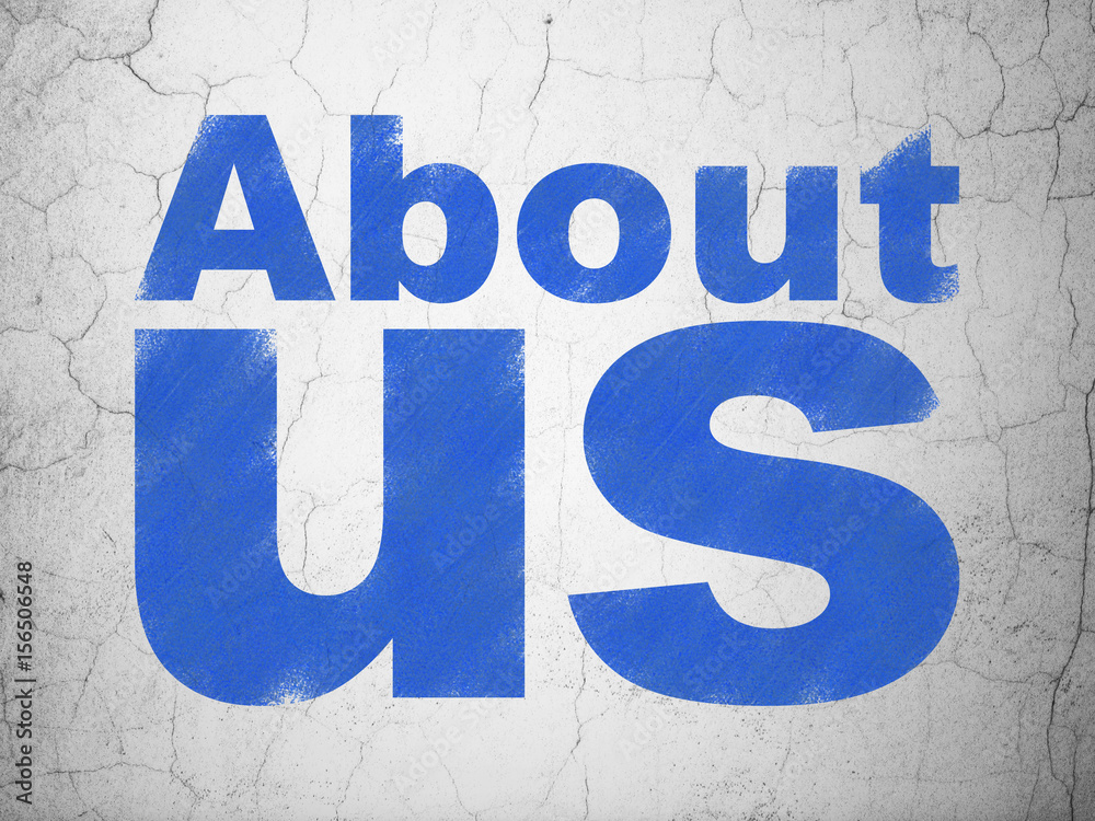 Obraz premium Advertising concept: About Us on wall background