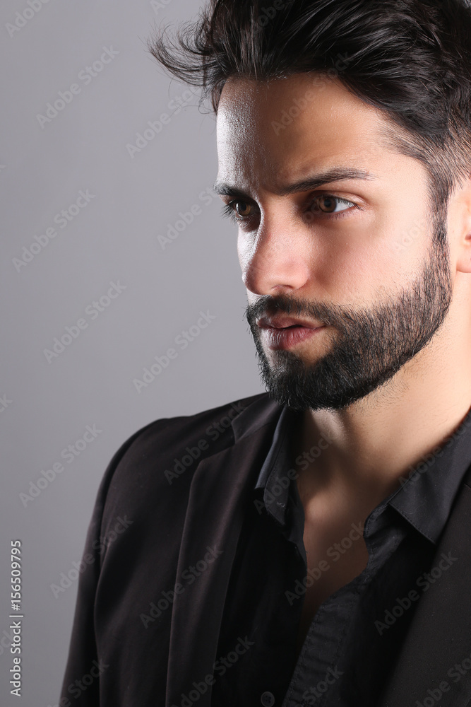 Handsome male with a low fade haircut Stock Photo