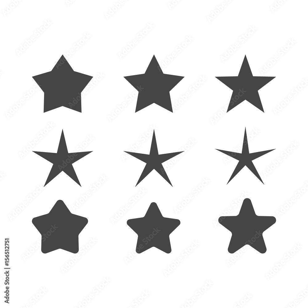 Set of stars different corners and sizes Set of stars different corners and sizes