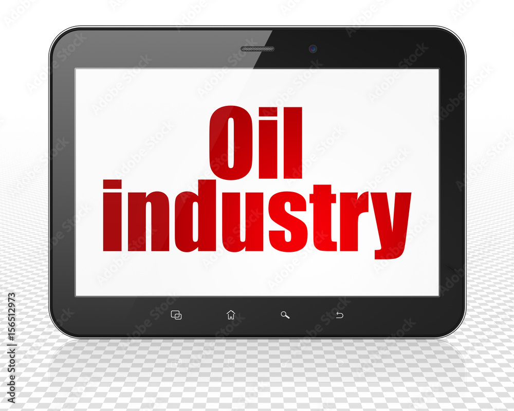 Industry concept: Tablet Pc Computer with Oil Industry on display Industry concept: Tablet Pc Computer with Oil Industry on display