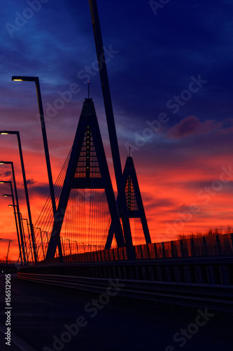 Highway bridge with dawn light photo