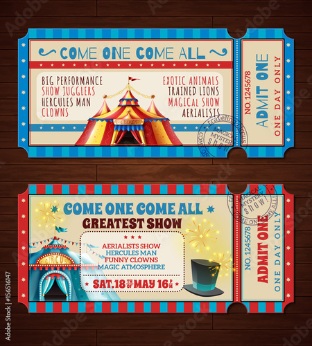 Circus Retro Tickets Banners Set