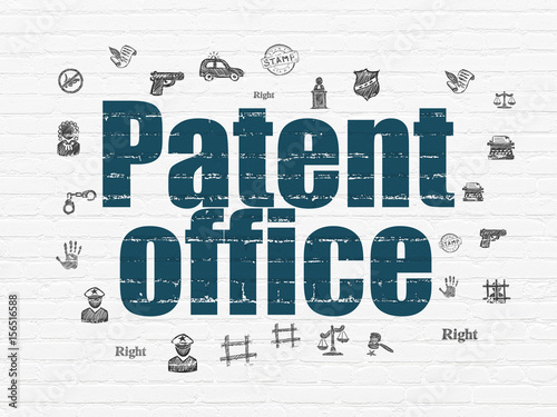 Law concept  Patent Office on wall background