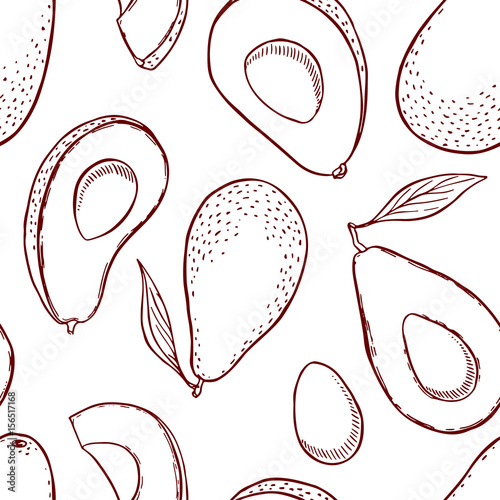 Seamless avocado pattern.