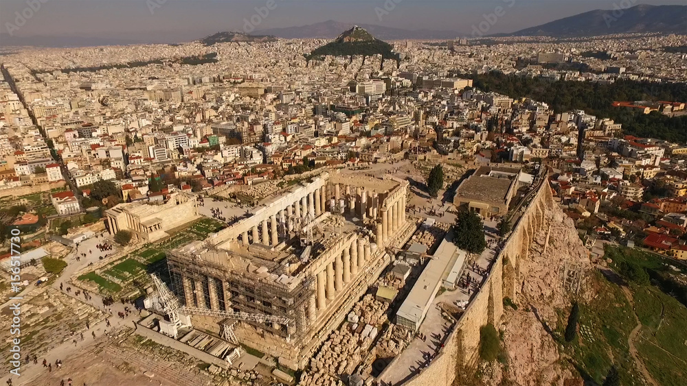 Aerial drone photo of Acropolis and the Parthenon, Attica, Greece
