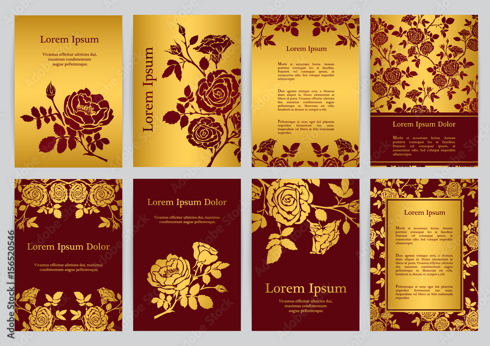Vector templates for A4 with silhouette english roses