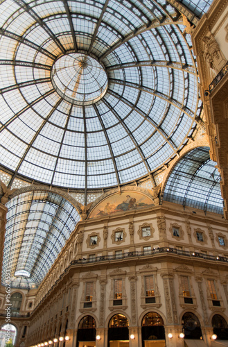 Milan, Italy. Ornate glass ceiling in Vittorio Emanuele gallery #156523593