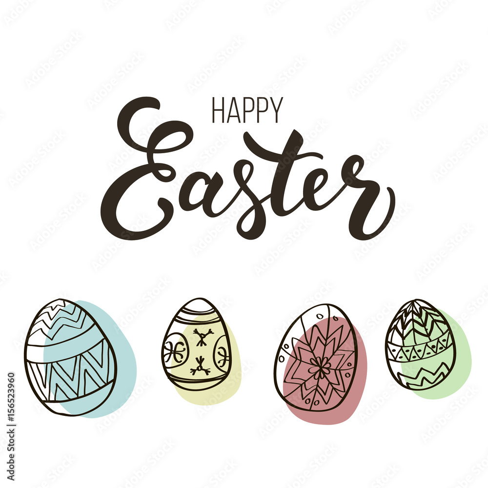 Easter lettering composition with pysanka eggs. Easter lettering composition with pysanka eggs.
