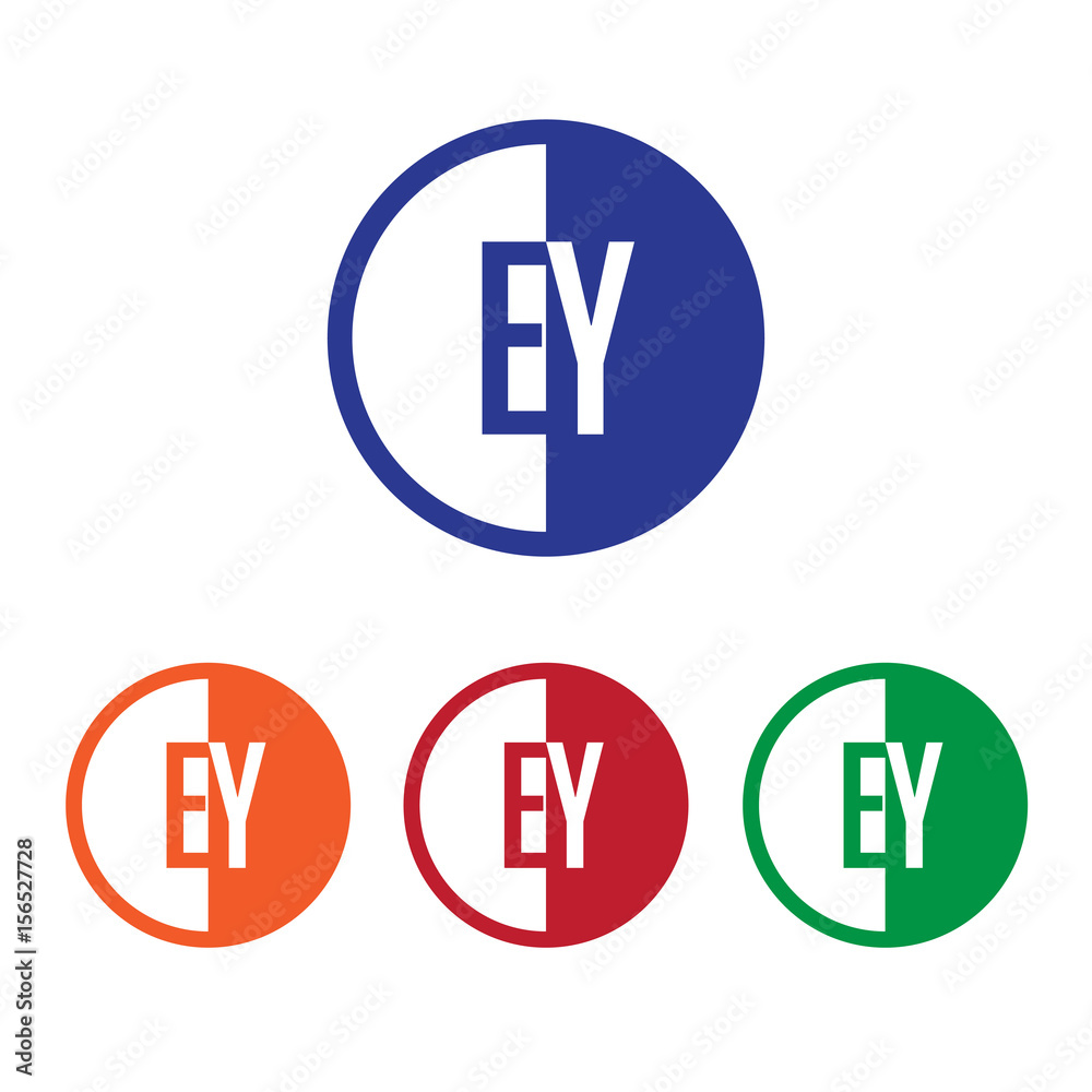 EY initial circle half logo blue,red,orange and green color EY initial circle half logo blue,red,orange and green color
